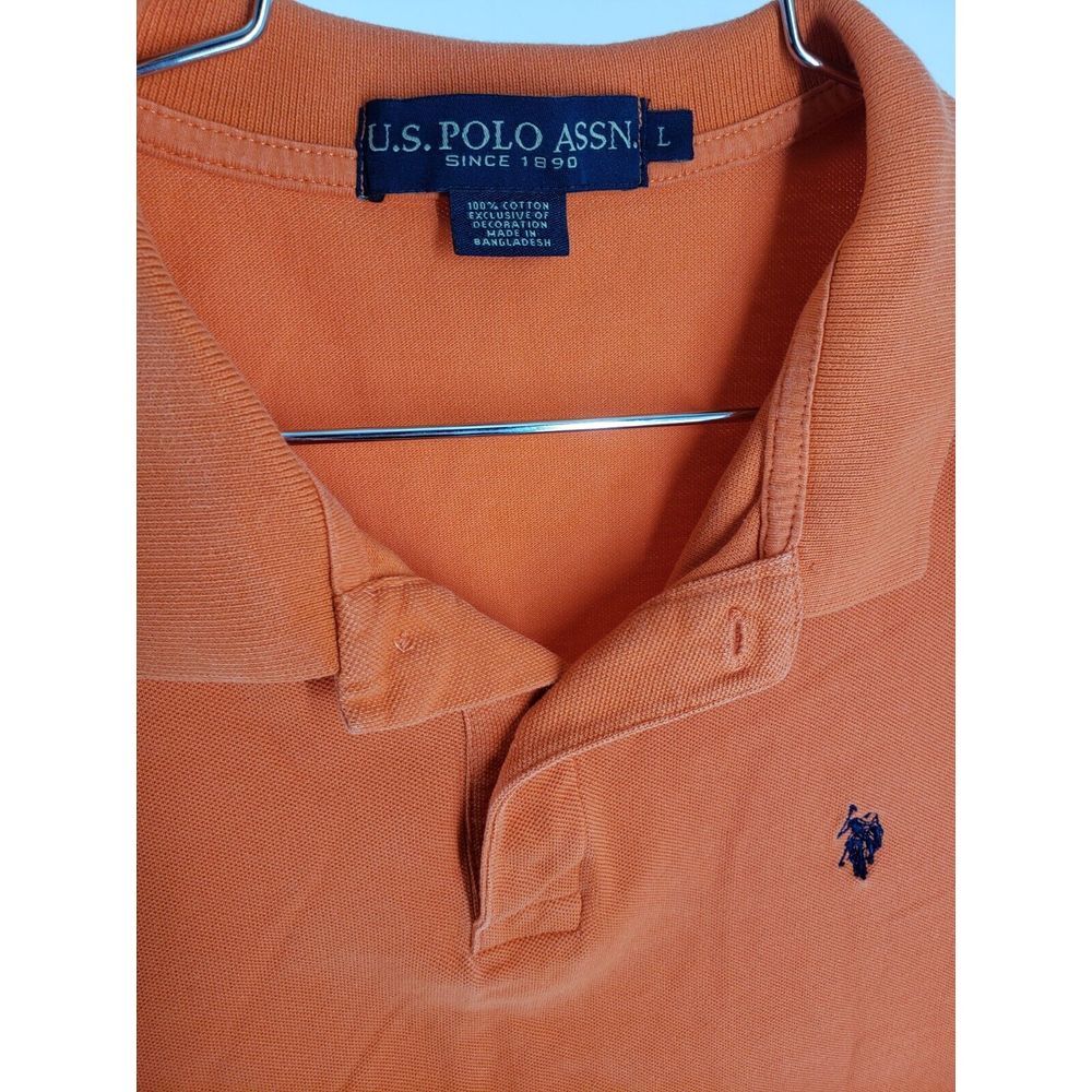 Polo Shirt Adult Large L Orange Blue Logo Mens Golf Luxury Feel - Picture 3 of 4